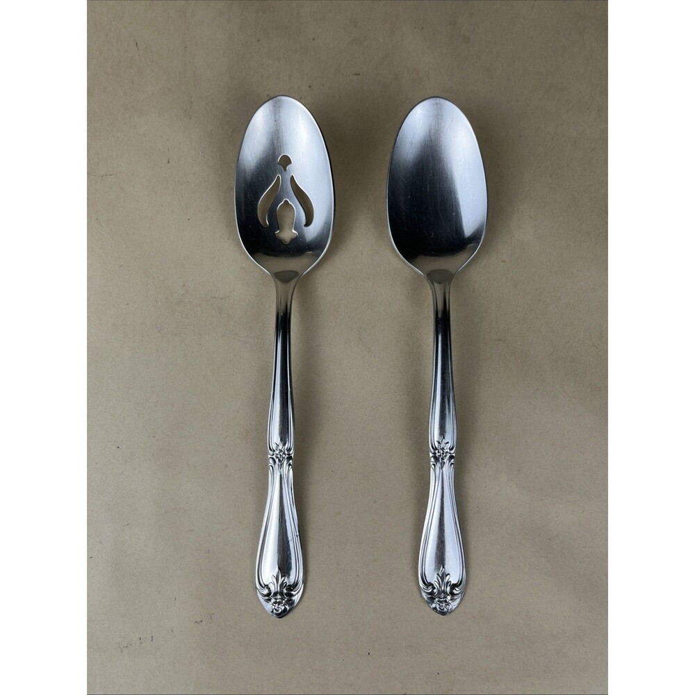 VTG Rogers & Bro. Stainless Park Lane‎ Chatelaine Pierced & Solid Serving Spoons